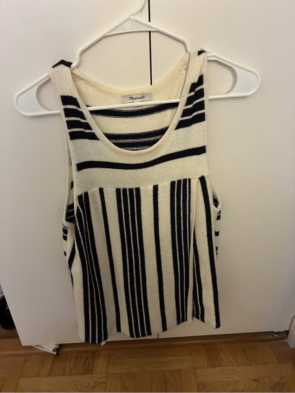 Madewell Navy and Cream Striped Knit Tank (Sweater Material)